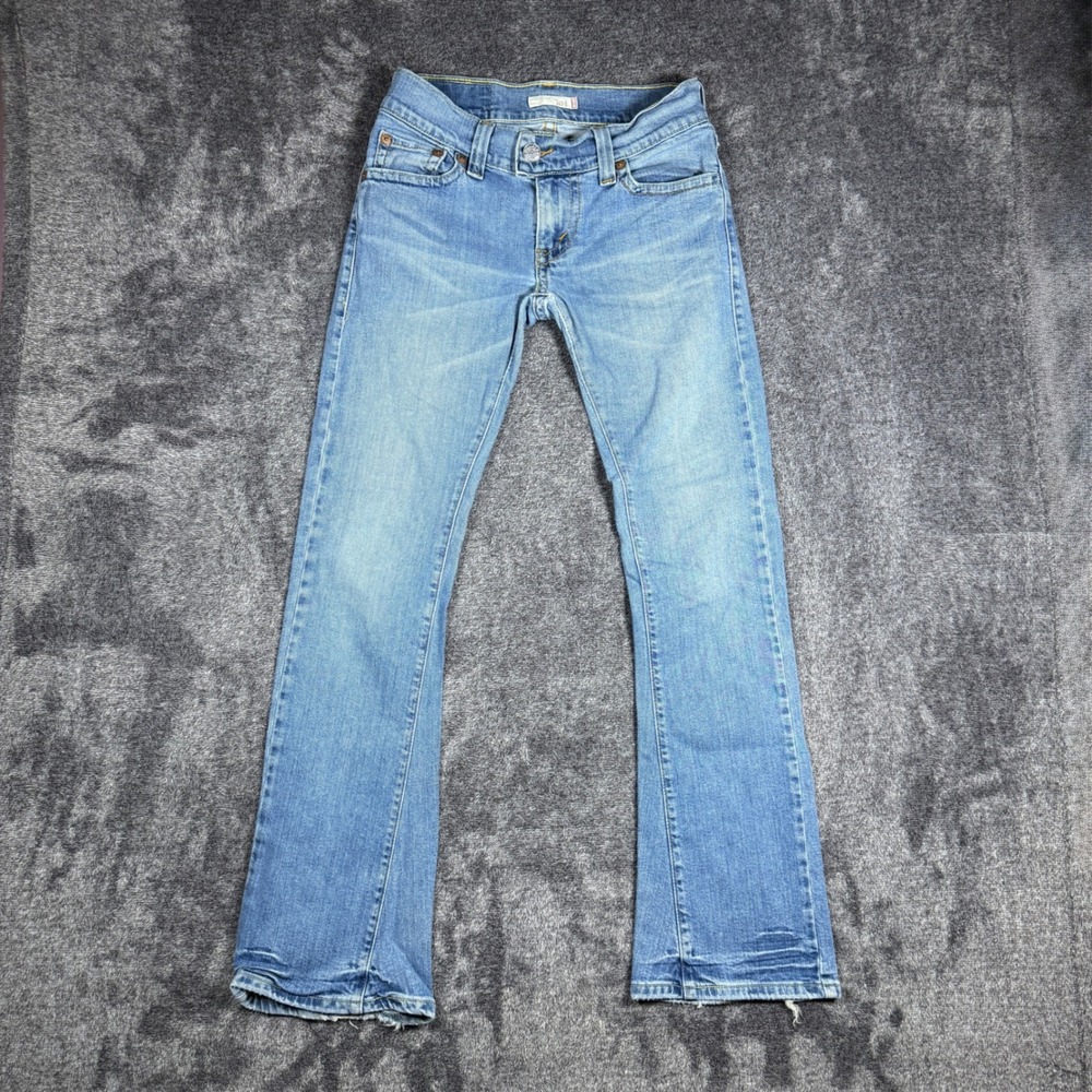 Levis 504 Slouch Flare Jeans Light Wash Blue Denim Low Rise Size 5M JR
